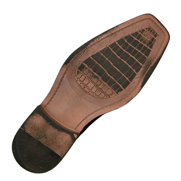 David Stone Vintage Black Croc Embossed Square Toe Lace Up Dress Shoe Sz 8.5D - Picture 8 of 10